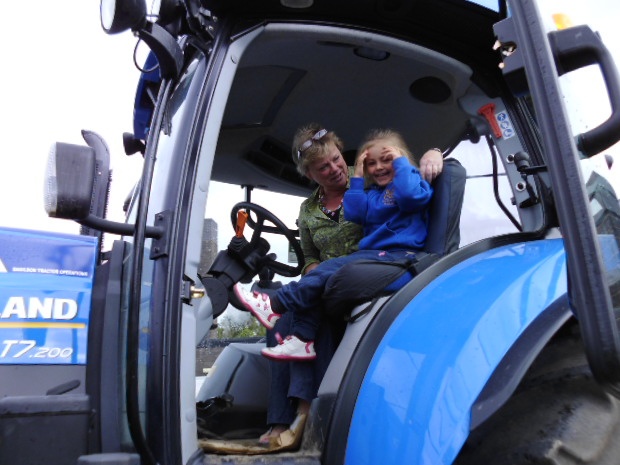 Pupil and teacher try out the cab